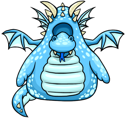 a blue dragon with its mouth open