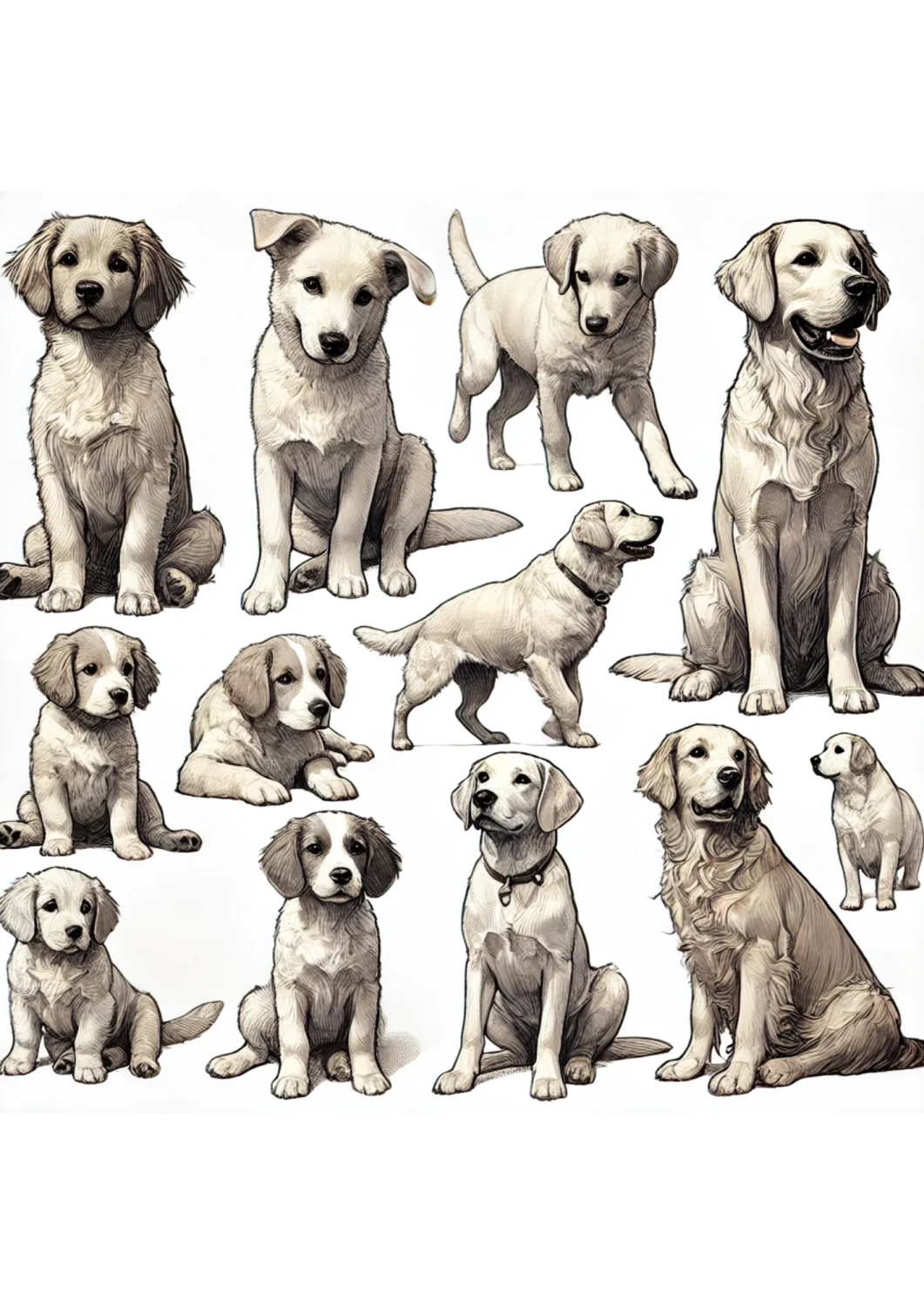 a group of dogs sitting on the ground