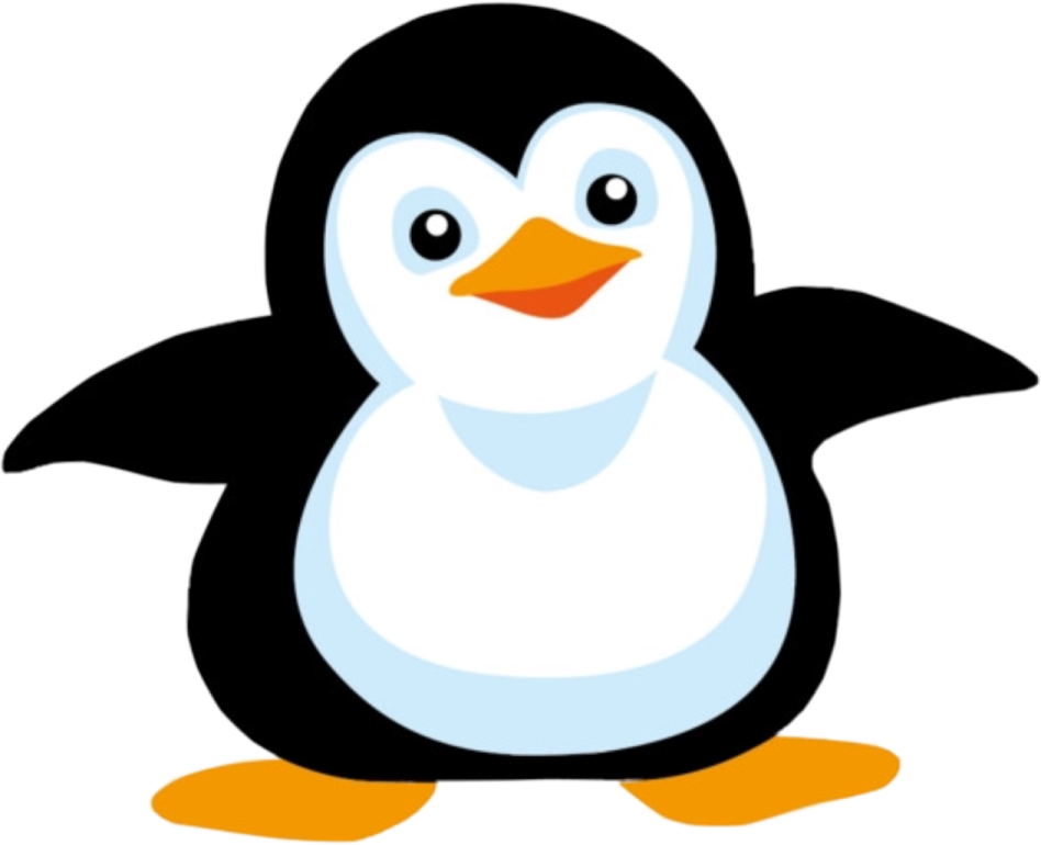 a cartoon penguin sitting on the ground