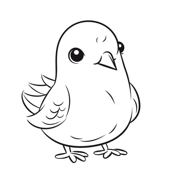 a black and white drawing of a bird