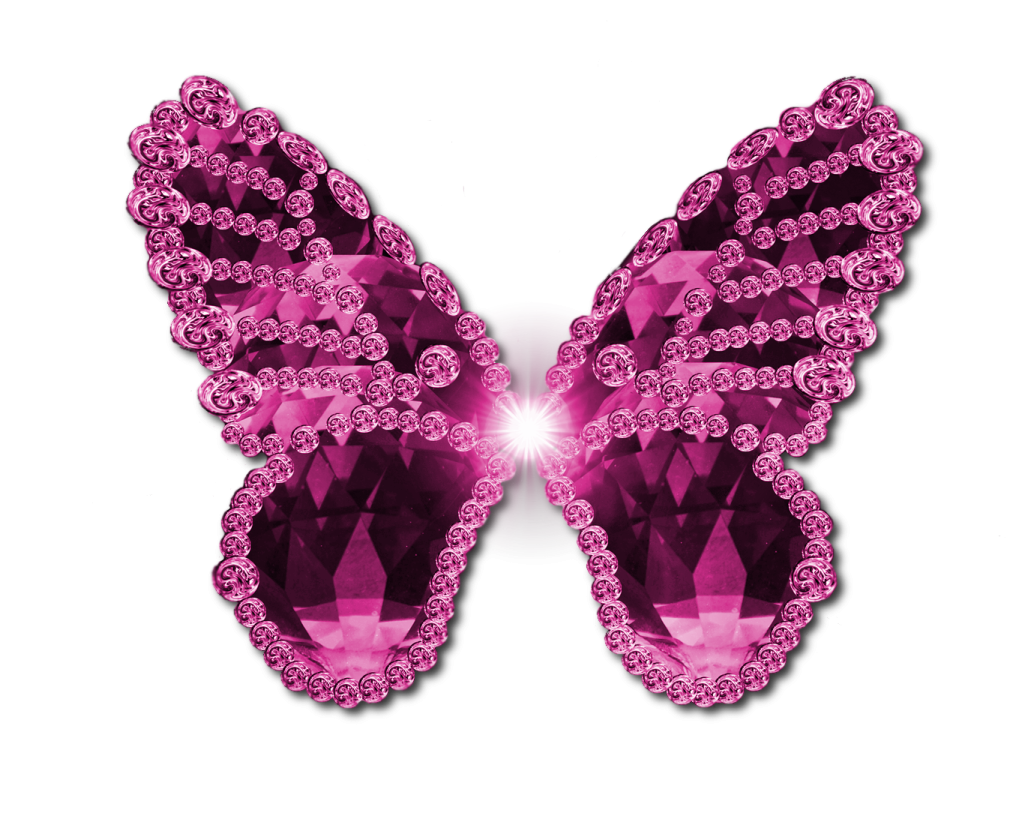 a pink butterfly with diamonds on it