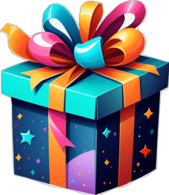 a gift box with a colorful bow