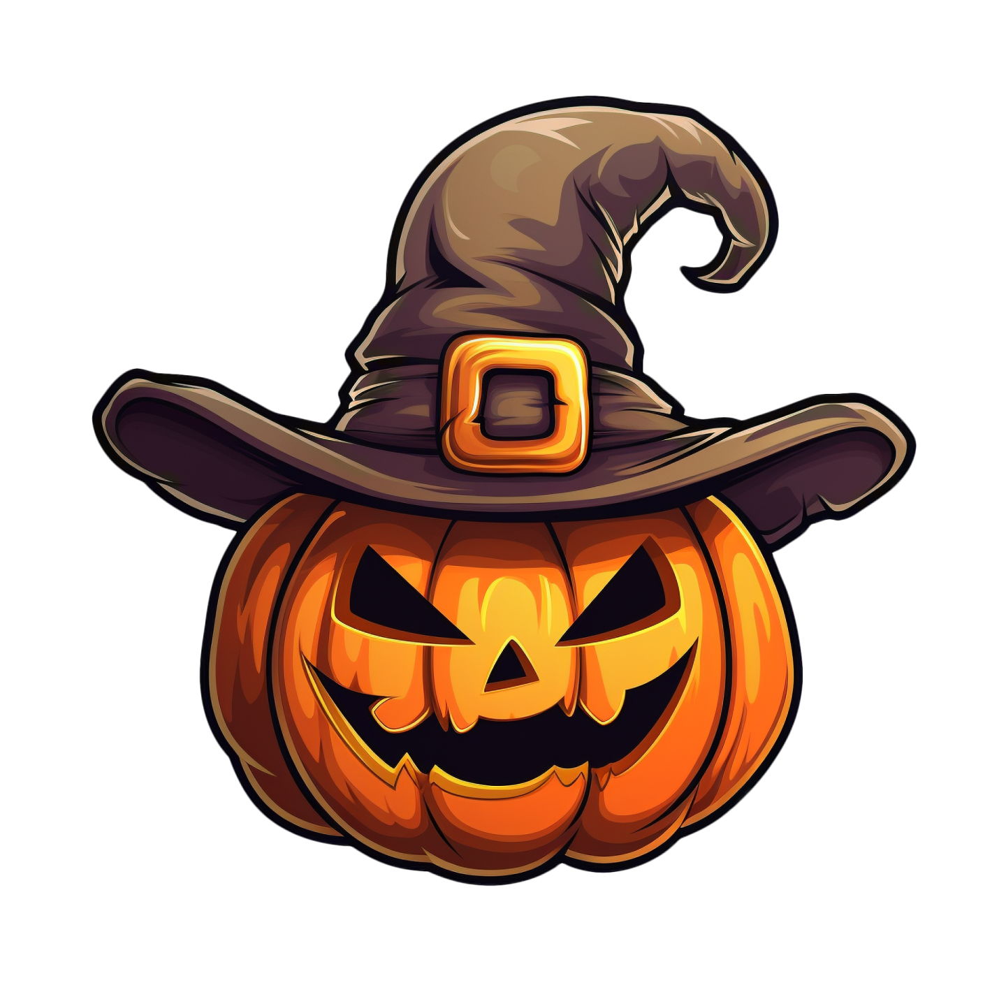 a halloween pumpkin wearing a witch hat