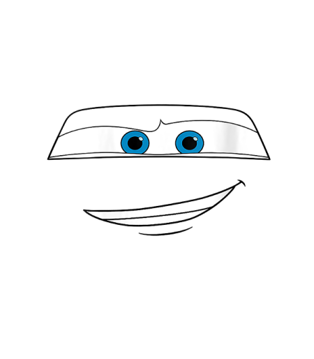 a drawing of a face with blue eyes