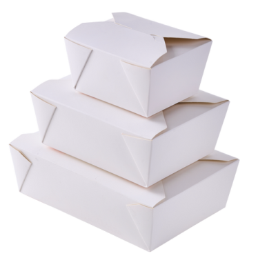 three white boxes stacked on top of each other boxes