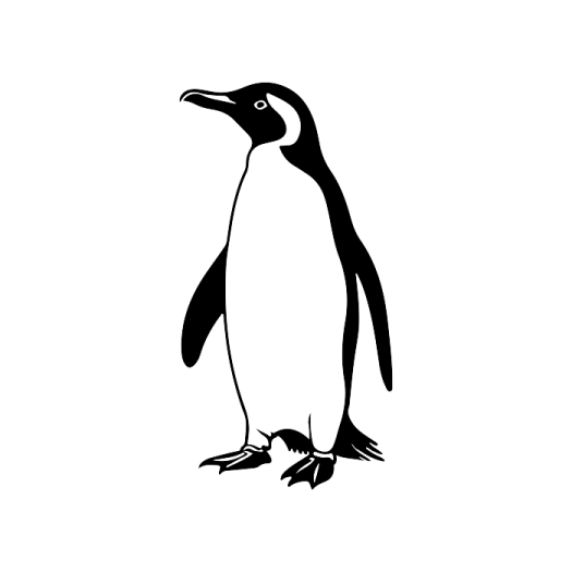 a black and white penguin silhouetted on a white background