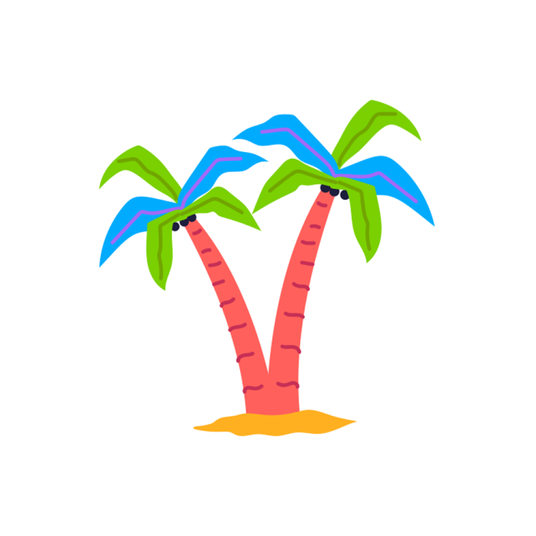 two palm trees on a white background