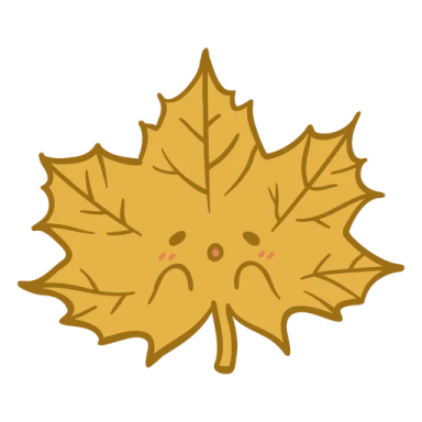 a yellow maple leaf with a sad face