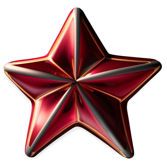 a red star shaped object on a white background