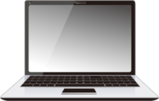 a laptop computer with a blank screen