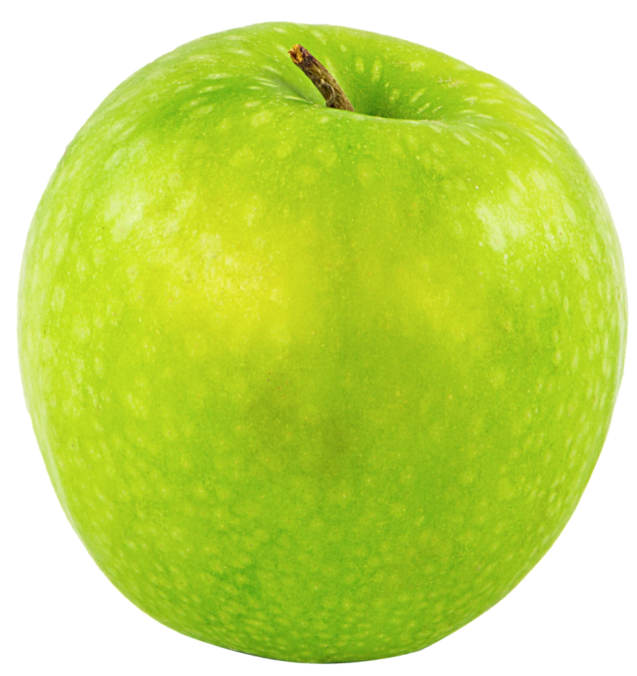a green apple on a white background