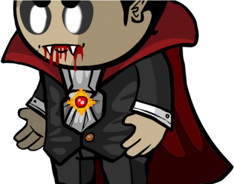 a cartoon character dressed as dracula
