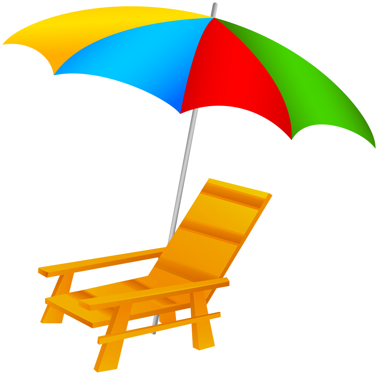 a colorful beach chair with an umbrella