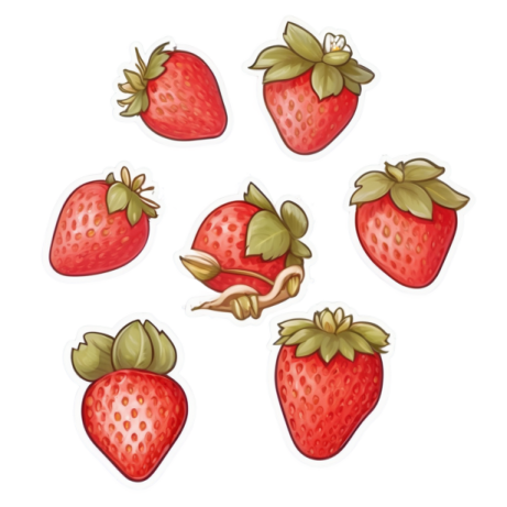a bunch of strawberries with green leaves