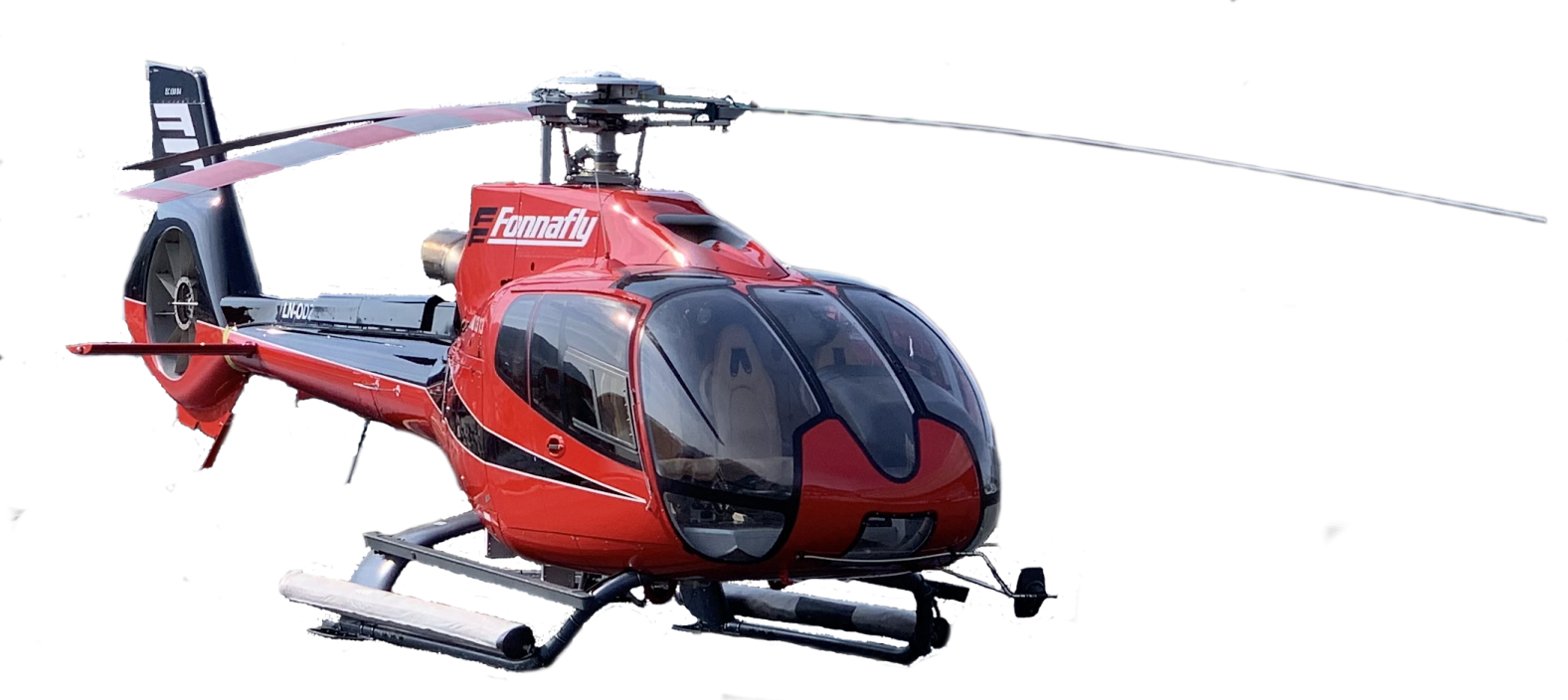 the helicopter is red and black