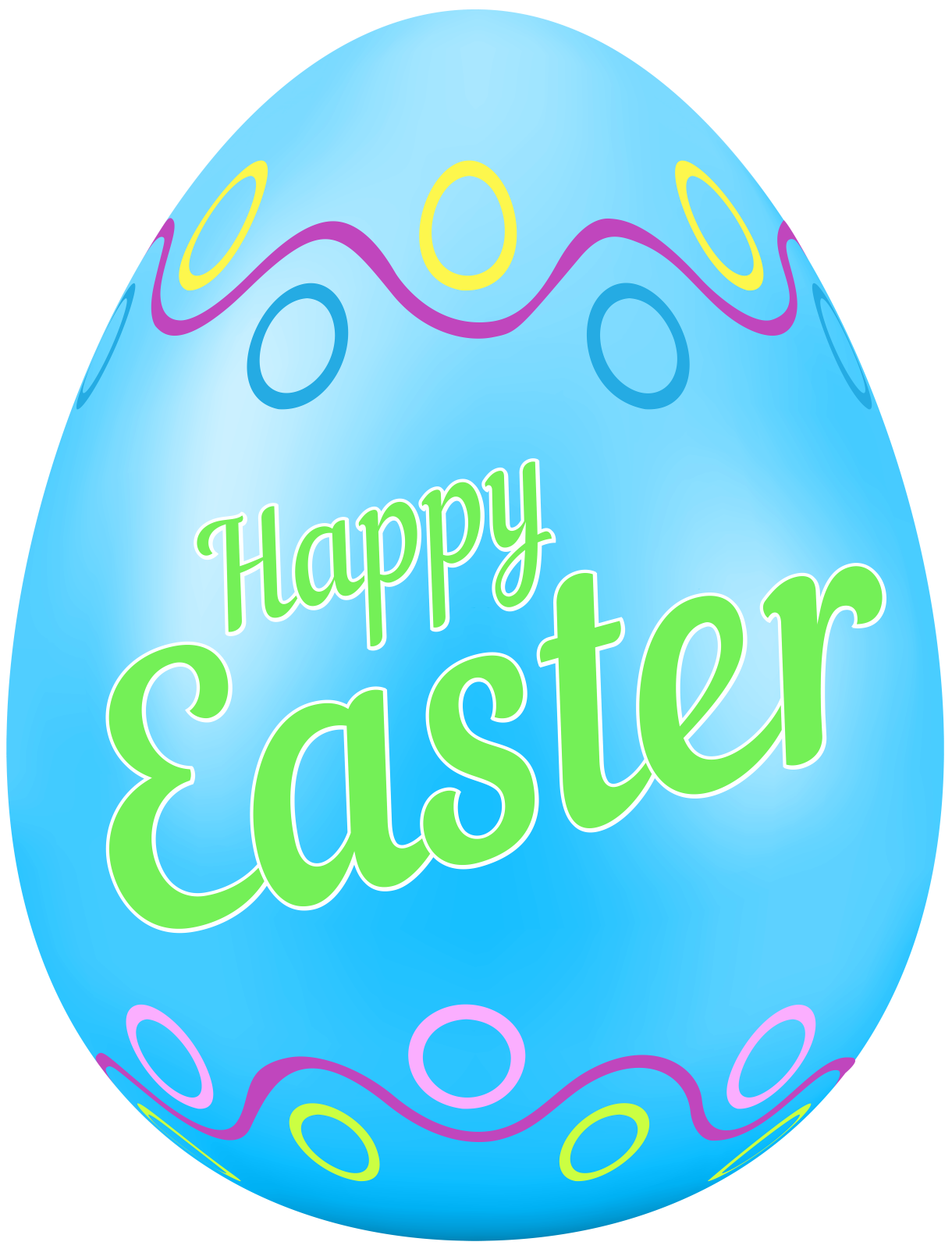 a blue easter egg with the words happy easter