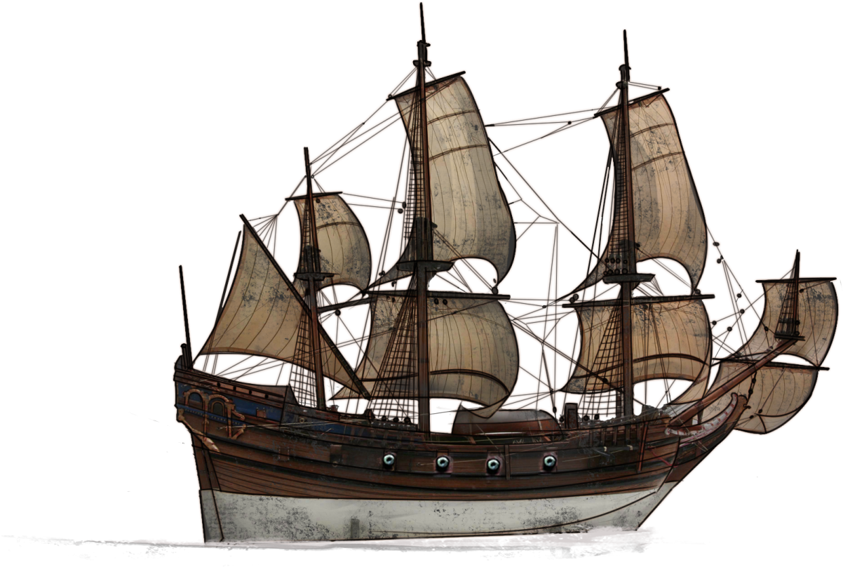 an old sailing ship on a white background