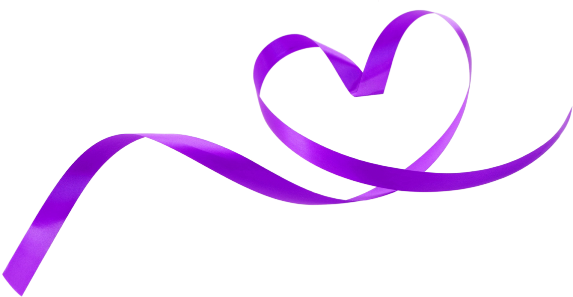 a purple ribbon in the shape of a heart