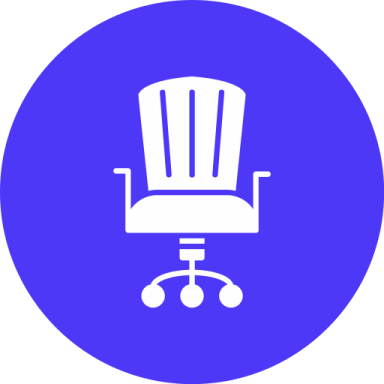 a white office chair in a black circle