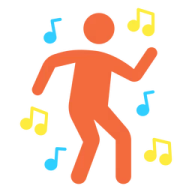 a person dancing with music notes around them