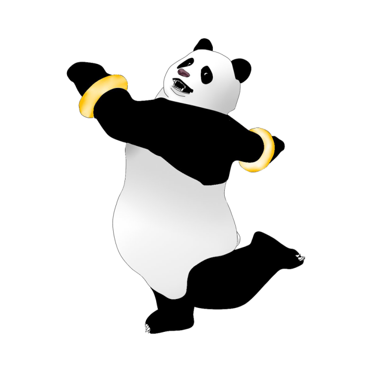 a black and white panda dancing