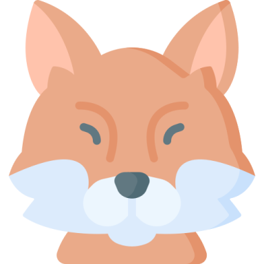 a brown fox with blue eyes