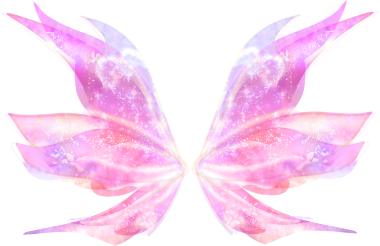 a pair of wings with pink and purple colors