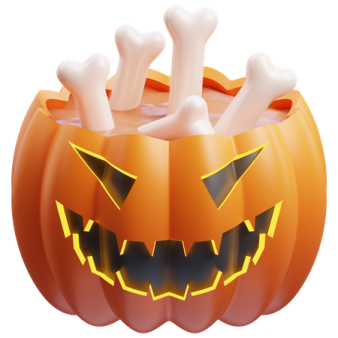 a halloween pumpkin with bones in it