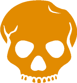 an orange skull with a white background