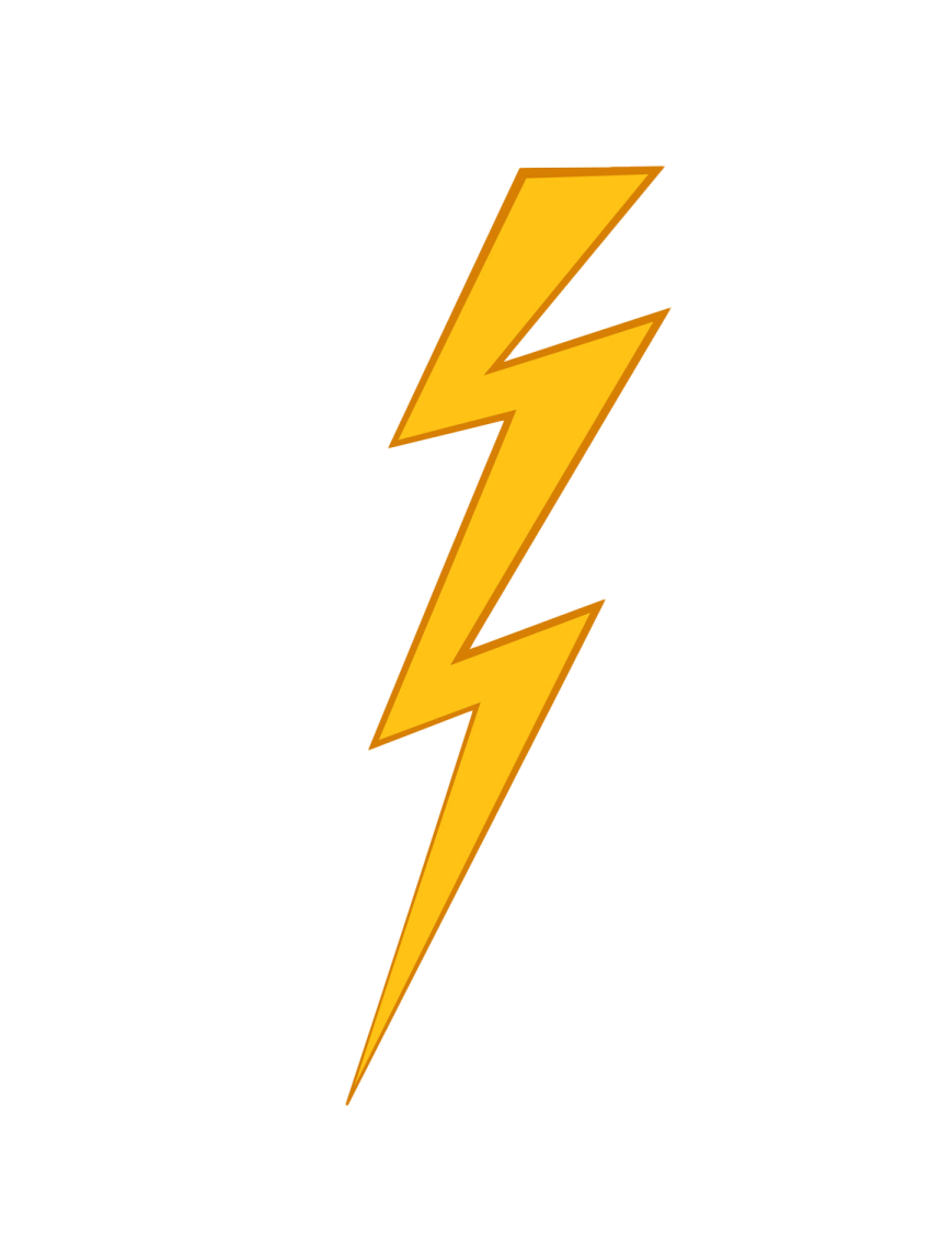 a yellow lightning bolt on a white background