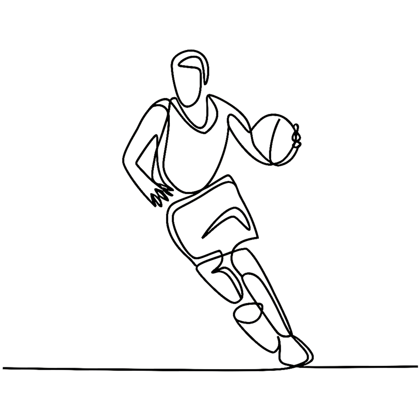 a continuous drawing of a football player