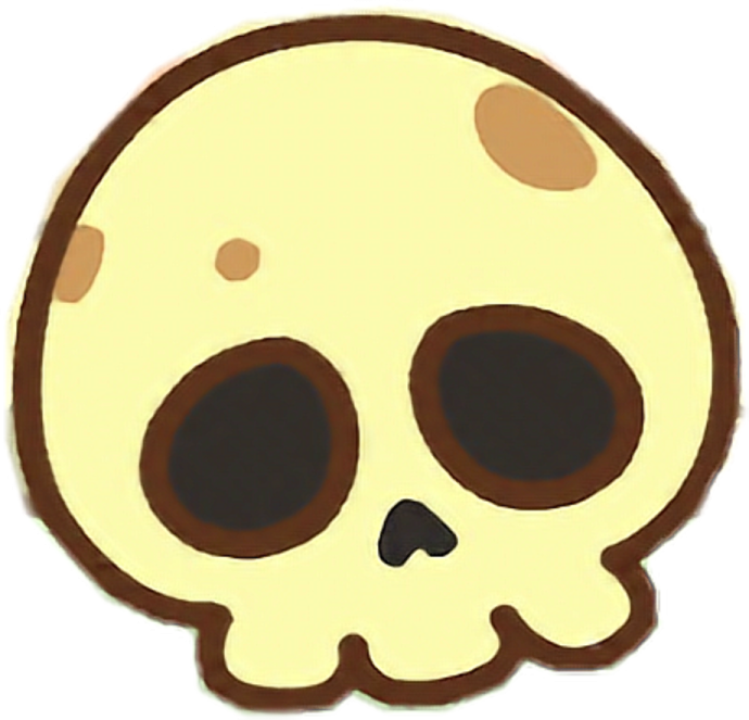 a brown and white skull with black eyes