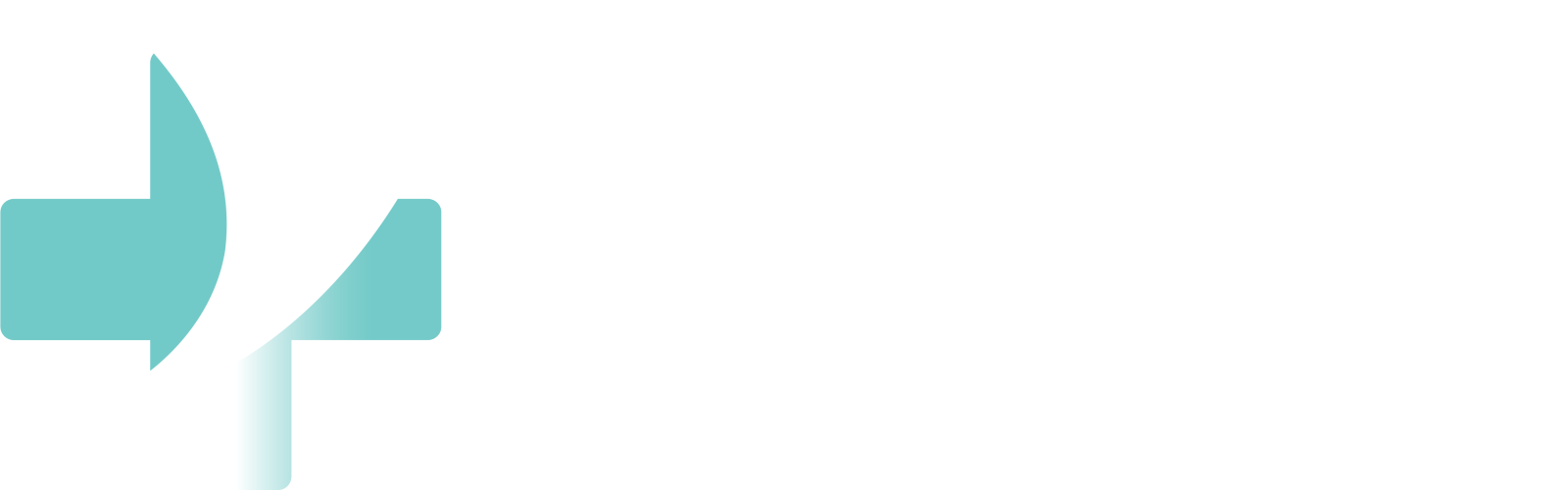 a white and blue logo with an arrow in the middle