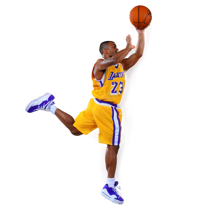 a man holding a basketball ball up in the air