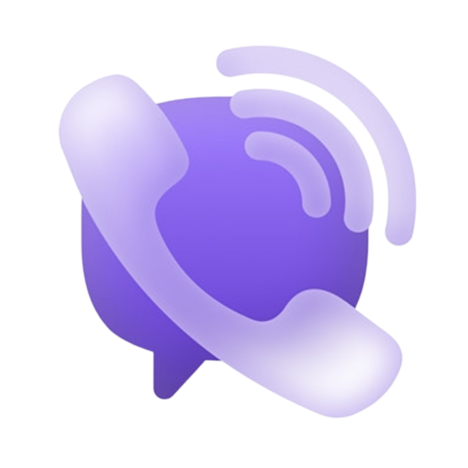 a purple phone icon with a white background