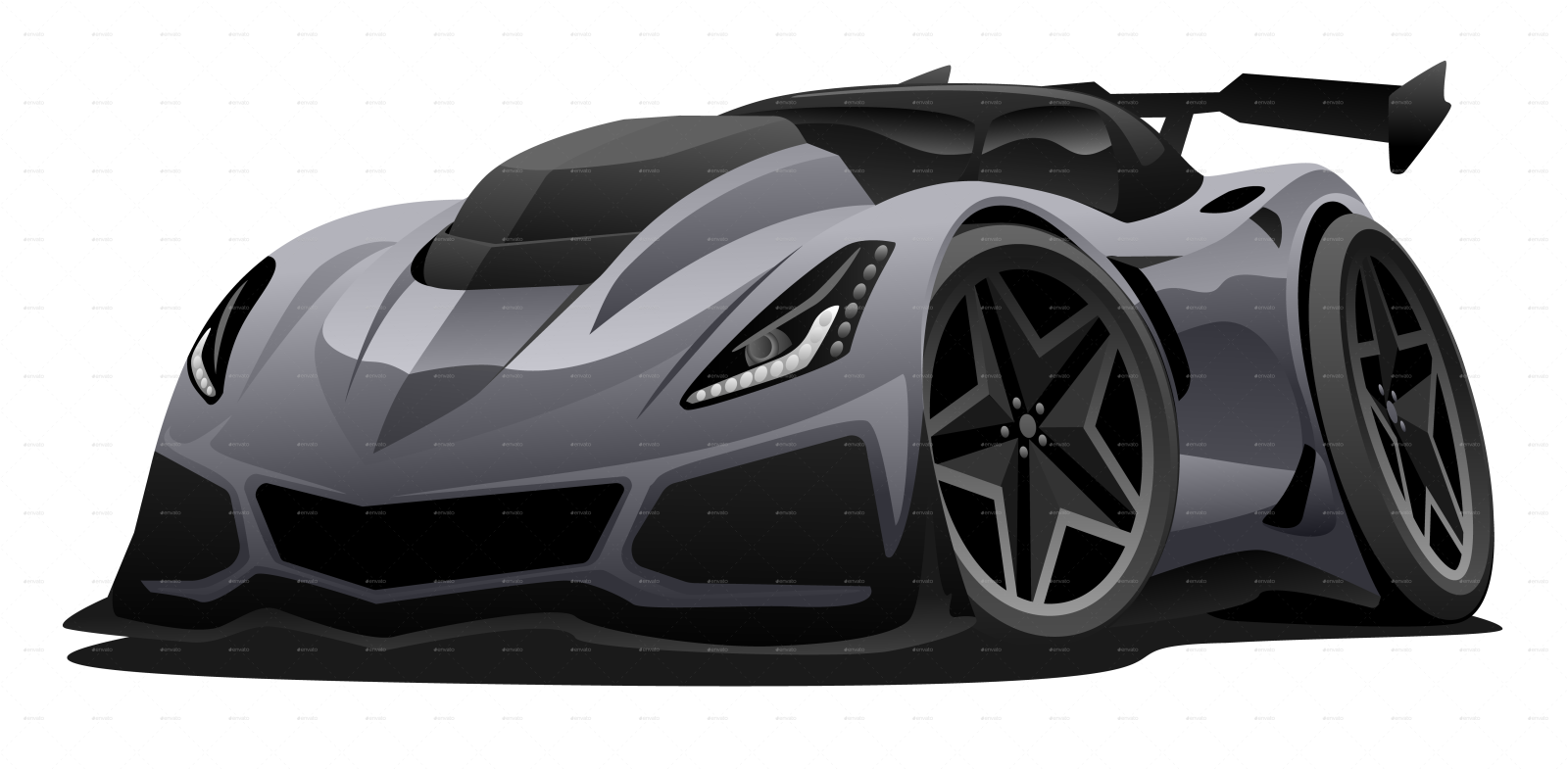 a black and white sports car