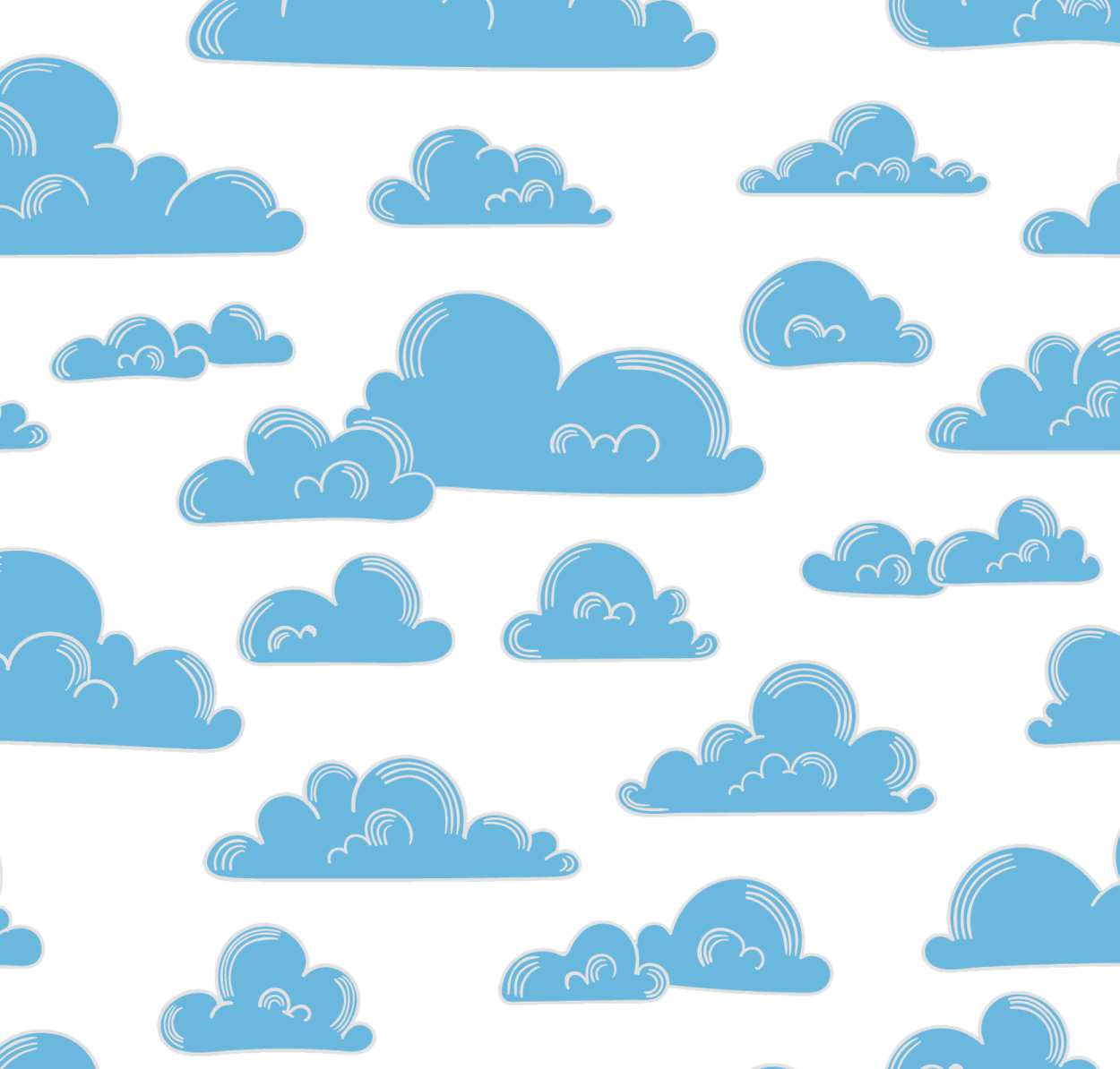 a pattern with clouds and rainbows
