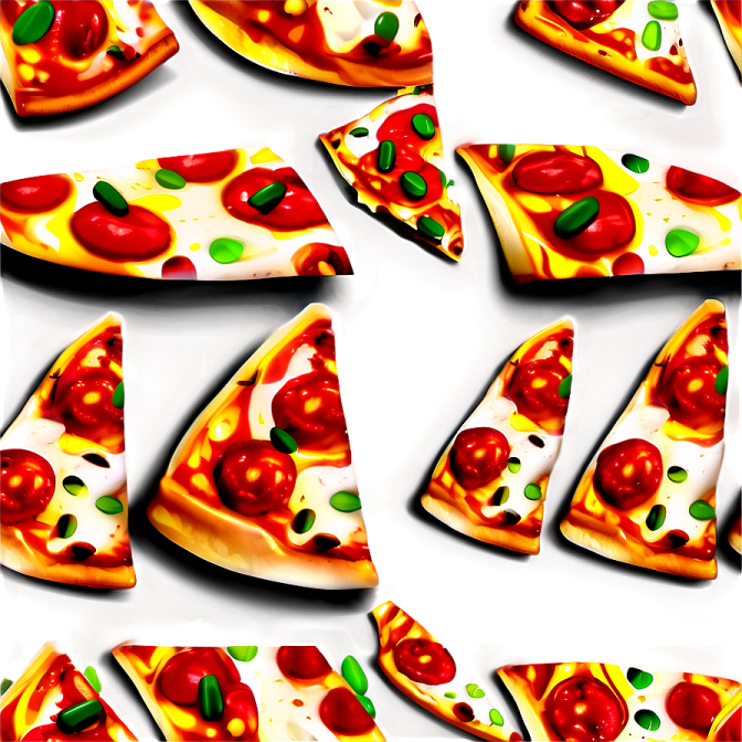 a group of slices of pizza on a white surface
