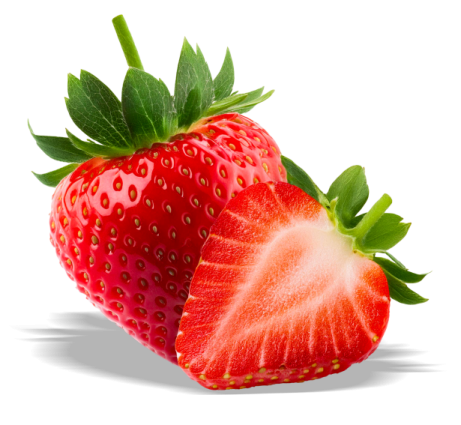 two strawberries on a white background