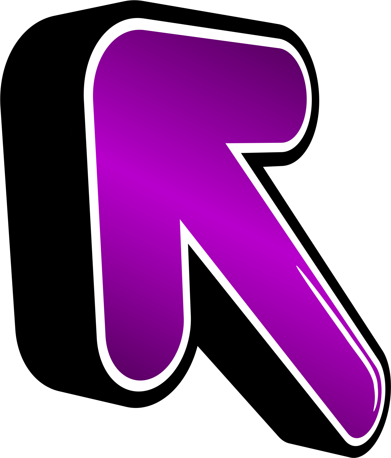 the letter r in purple and black
