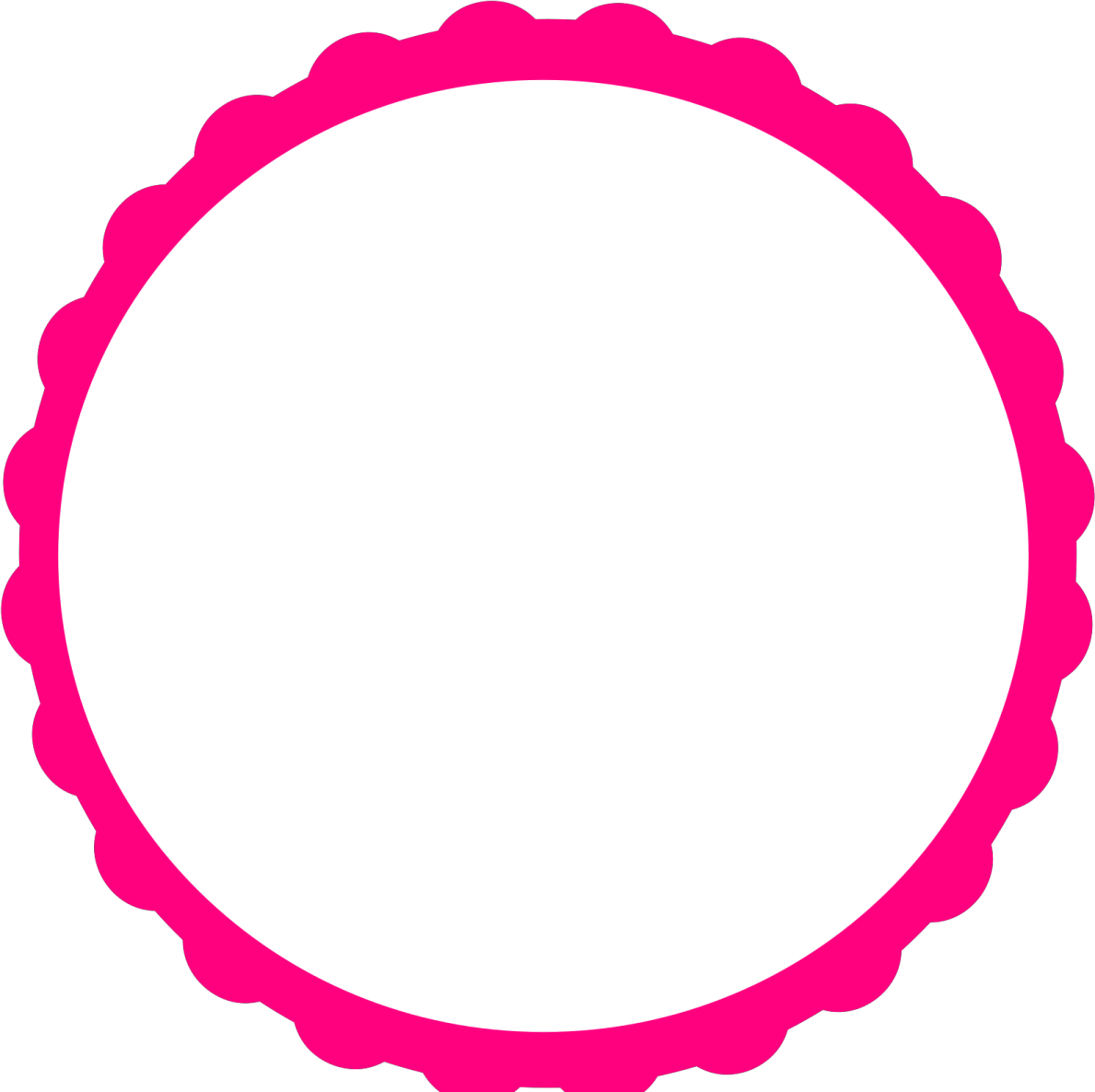 a pink circle with a white background