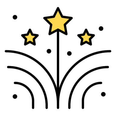 a black and white image of a book with stars
