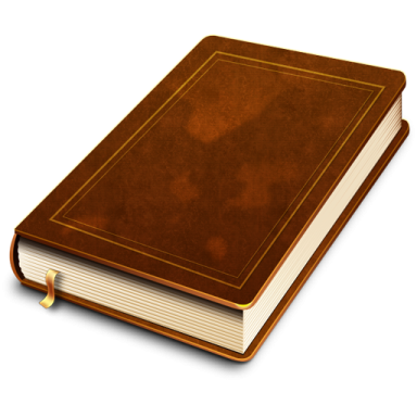 a brown book on a white background