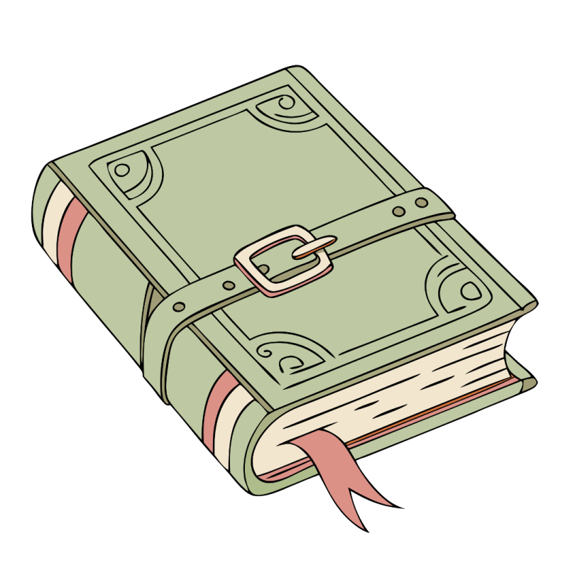 an open book with a ribbon around it