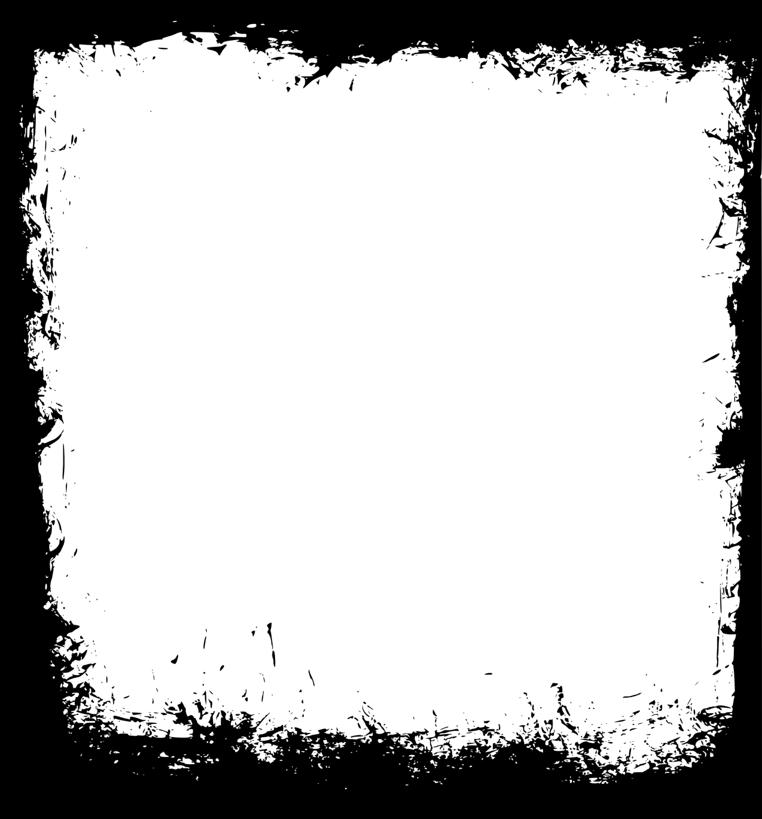 a white square frame on a black background