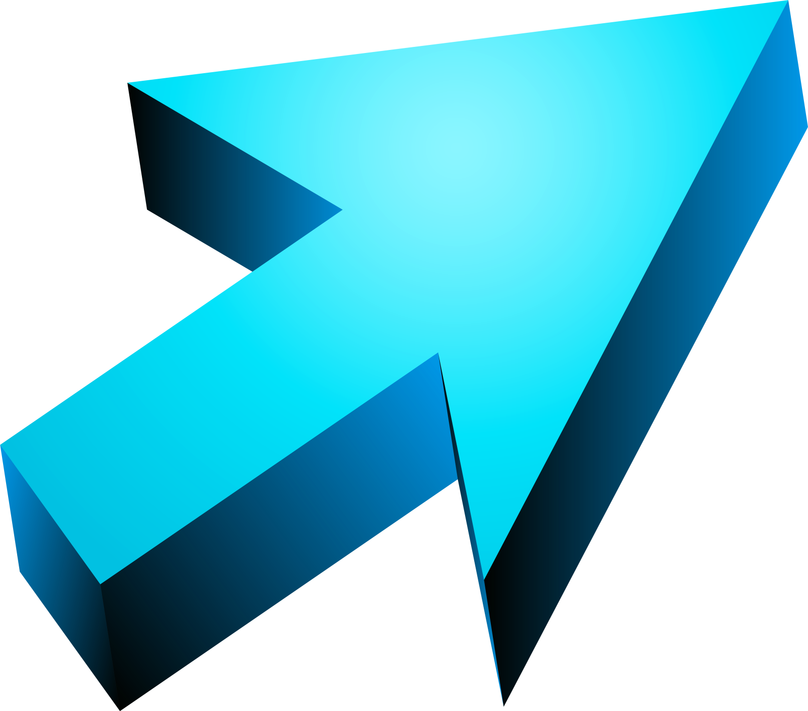 a blue arrow with a white background