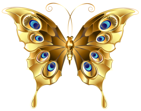 a golden butterfly with blue eyes