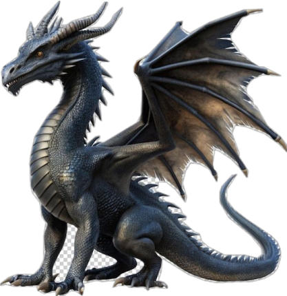 a black dragon on a white background