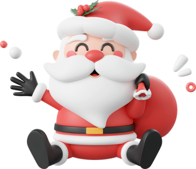 a cartoon santa claus with his hands in the air