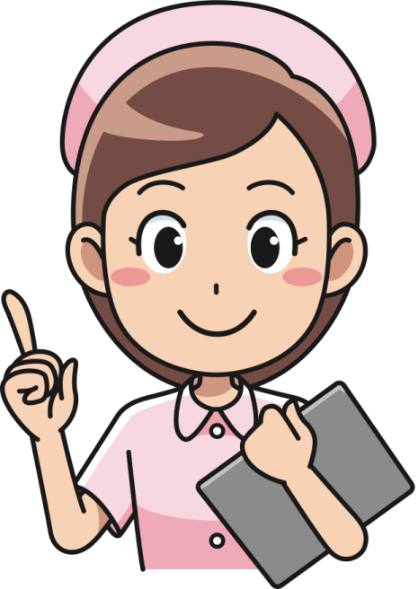 a female nurse holding a tablet and pointing at the camera